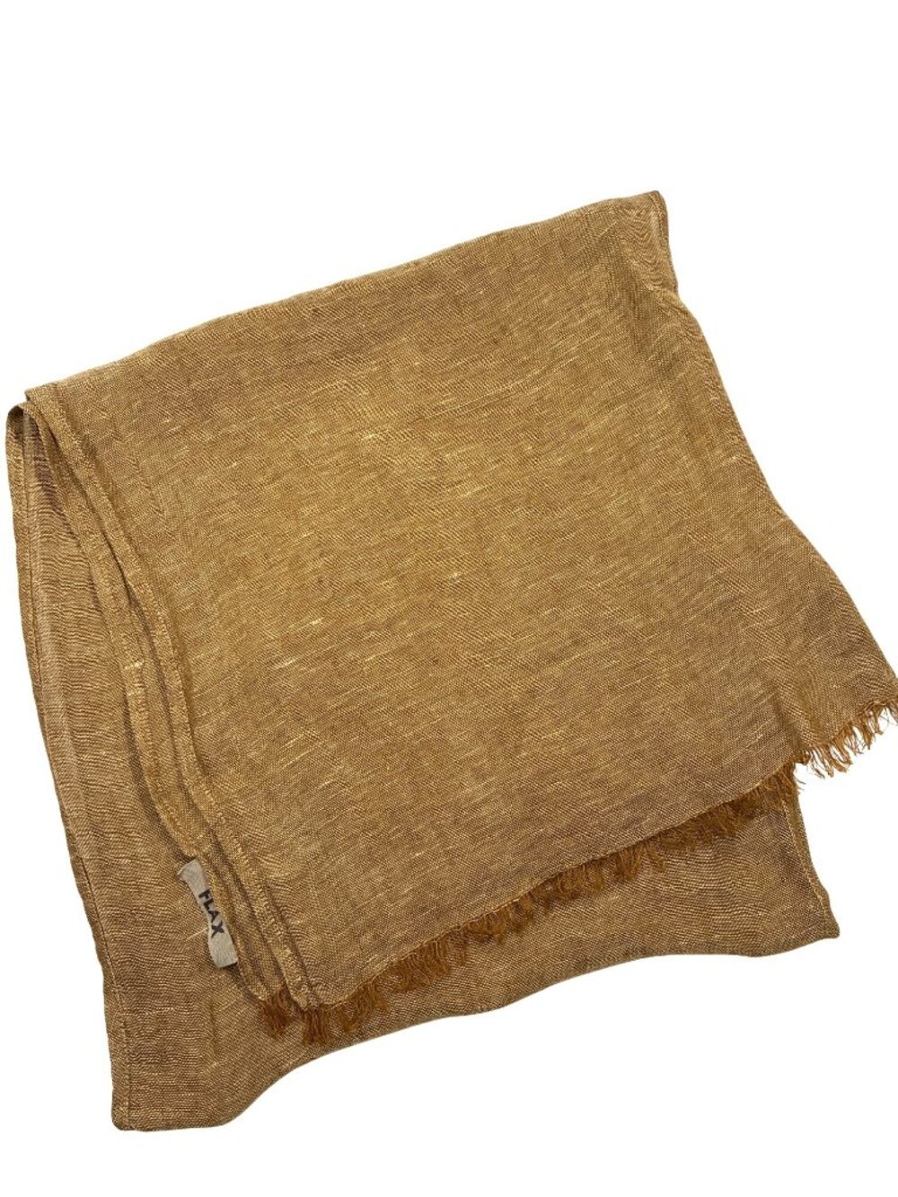 Flax golden Brown Woven Fringe Scarf Lightweight Linen Wrap Shawl natural fibers